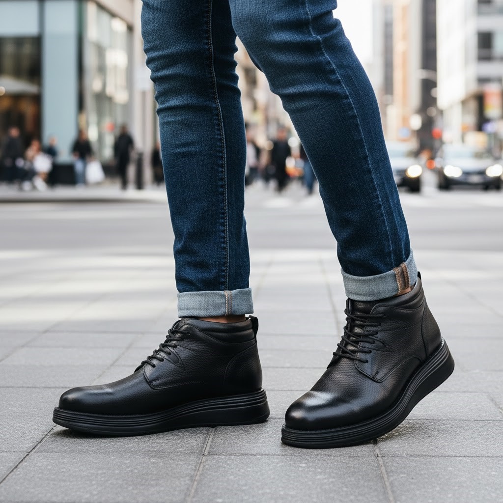 خرید آنلاین نیم بوت مردانه چرم شمس مدل s8 کد 01